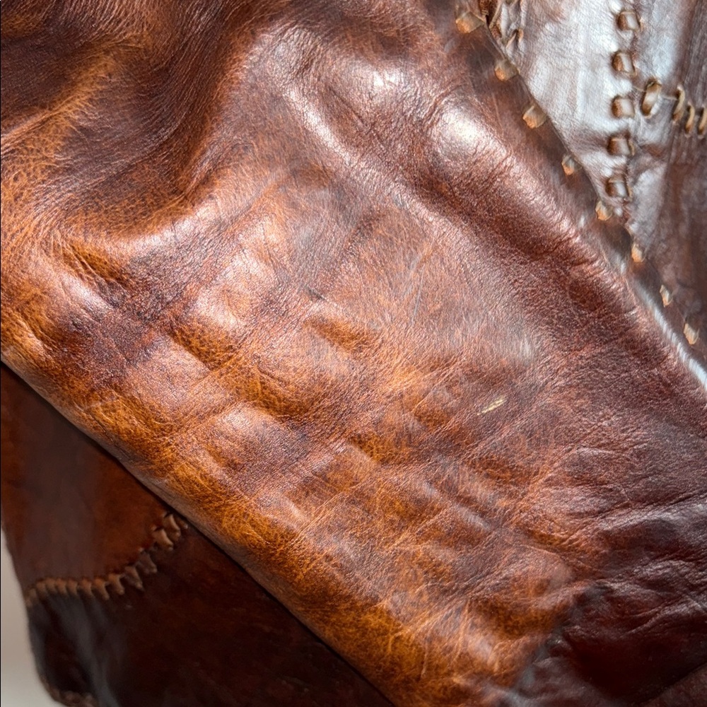 Vintage Dark Brown Patchwork Leather Jacket - image 5